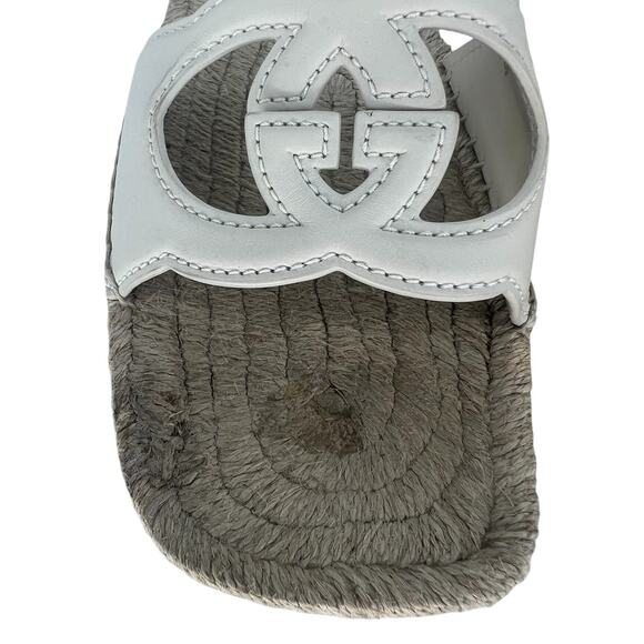 Gucci Carlos Interlocking GG Cut Out Leather Espadrille Slides 39 - Picture 9 of 16
